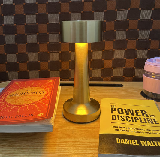 Touch Golden Metalic rechargeable Dumbbell Style Lamp